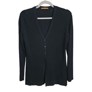 D. Exterior Quiet Luxury Black V Neck Cardigan Sweater Size M